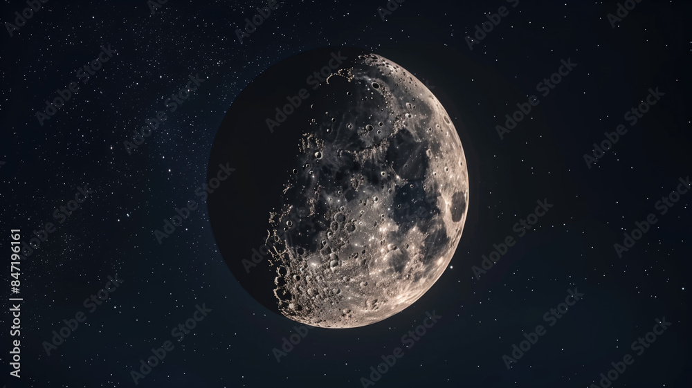 Naklejka premium The bright crescent moon on the night sky generative AI