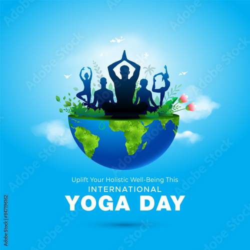 Vector file of International Yoga Day 21st June, wishes greeting card poster banner design.