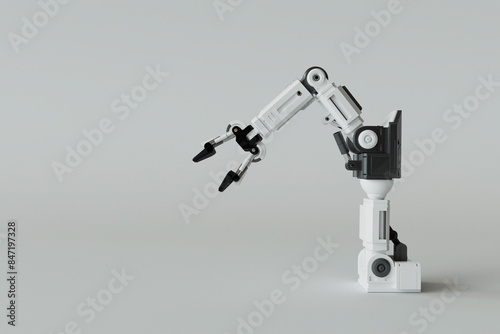 3D Render of a White Robotic Arm photo