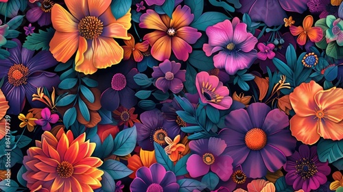 Pattern featuring lovely vibrant flowers