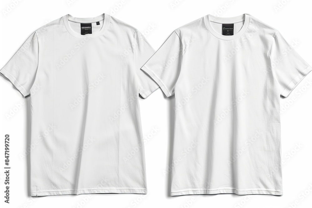 Front and back white t shirt mockup on white background for ...