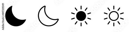 Sun and moon icon vector signs. Day and night icons