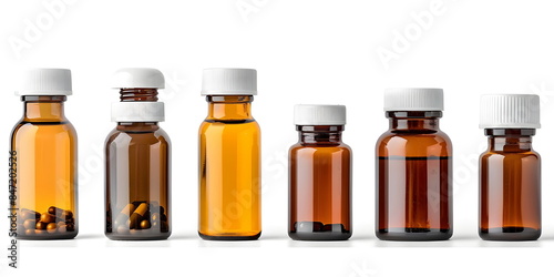 Medicine Bottles Pills Capsules Healthcare Packaging Transparent Liquid
