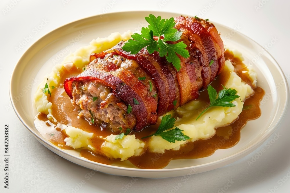 Flavorful Double Pork Meatloaf Wrapped in Crispy Bacon and Herbs