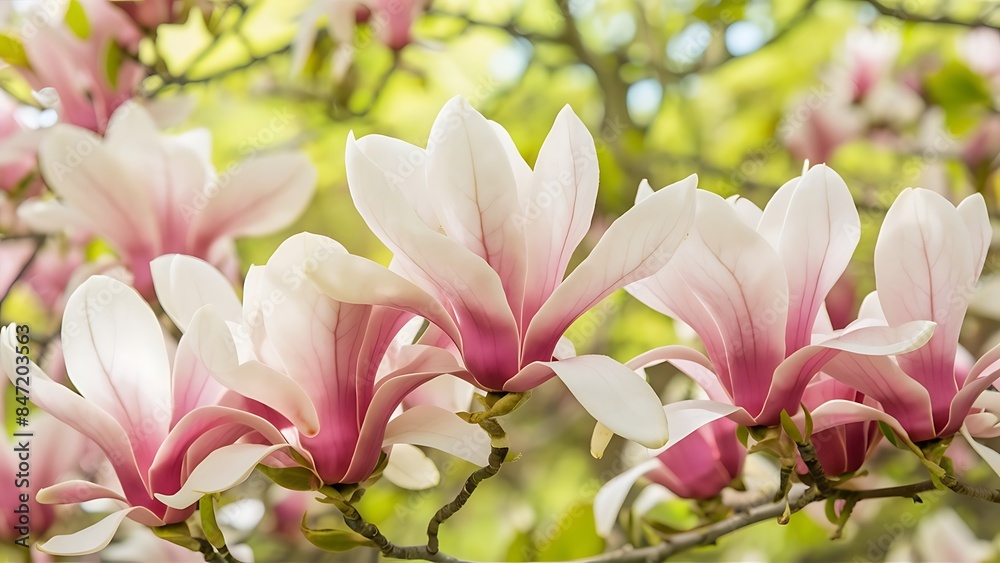 Fresh beautiful magnolia blossoms springtime pink and white colors Fresh beautiful magnolia blossoms springtime pink and white colors