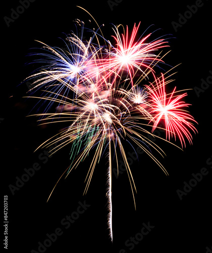 Colorful fireworks display for fourth of July