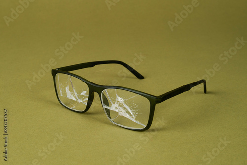 eyeglasses with broken lenses  photo