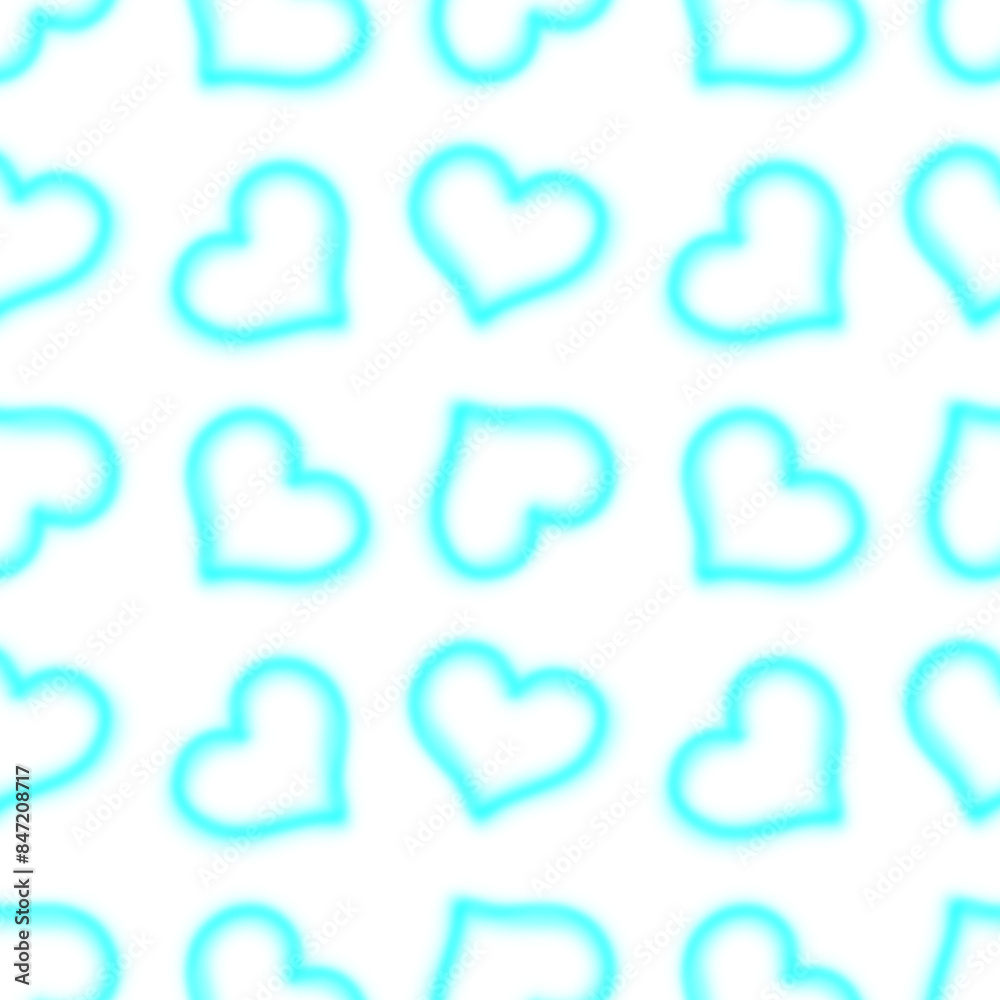 Blue blurred heart outline repeating pattern Blue blurred heart outline repeating pattern