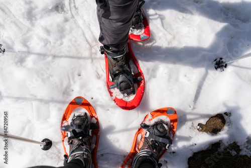 POV feet with snowshoes