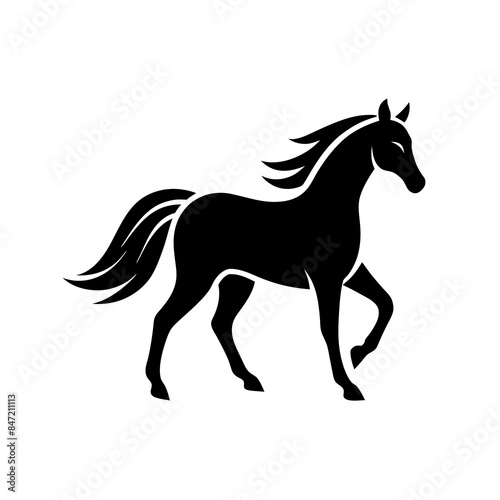 a minimalist   Creative simple memorable horse animal logo vector silhouette black color