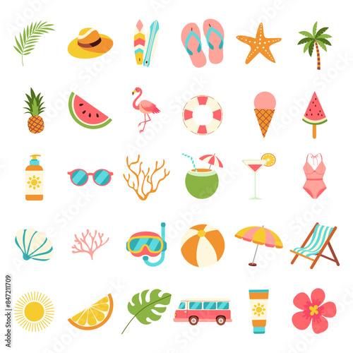 Summer Vibes: A Vibrant Collection of Beach Icons