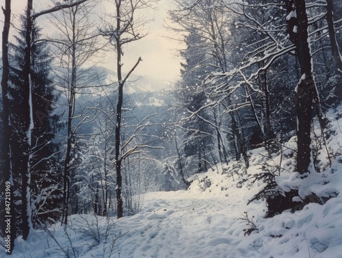 Chemin forestier enneigé © Estelle