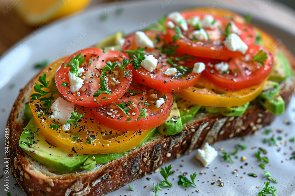 Avocado Toast with Tomatoes and Feta Chees Avocado Toast with Tomatoes and Feta Chees