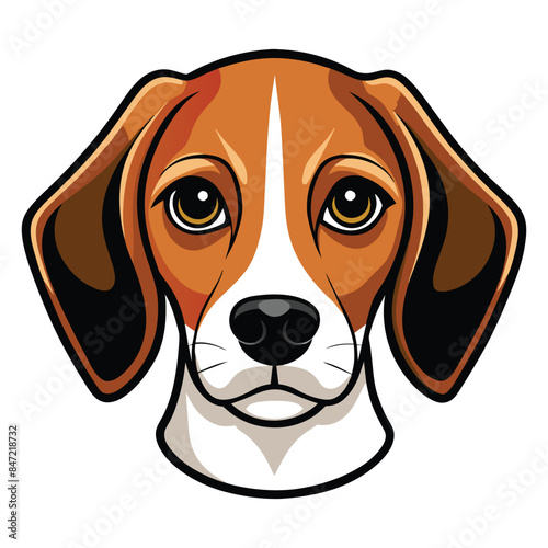 Vector illustration of a beagle dog head portrait with realistic details and expressive eyes, perfect for pet lovers and dog-related designs