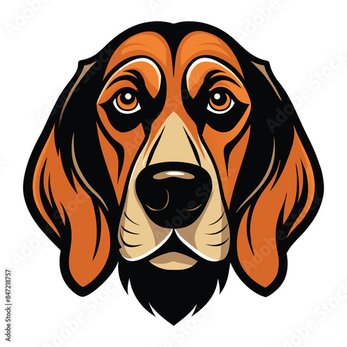 Vector Illustration of a Bloodhound Dog Head Portrait - Detailed, Colorful, and Expressive Artwork for Pet Lovers and Animal Enthusiasts