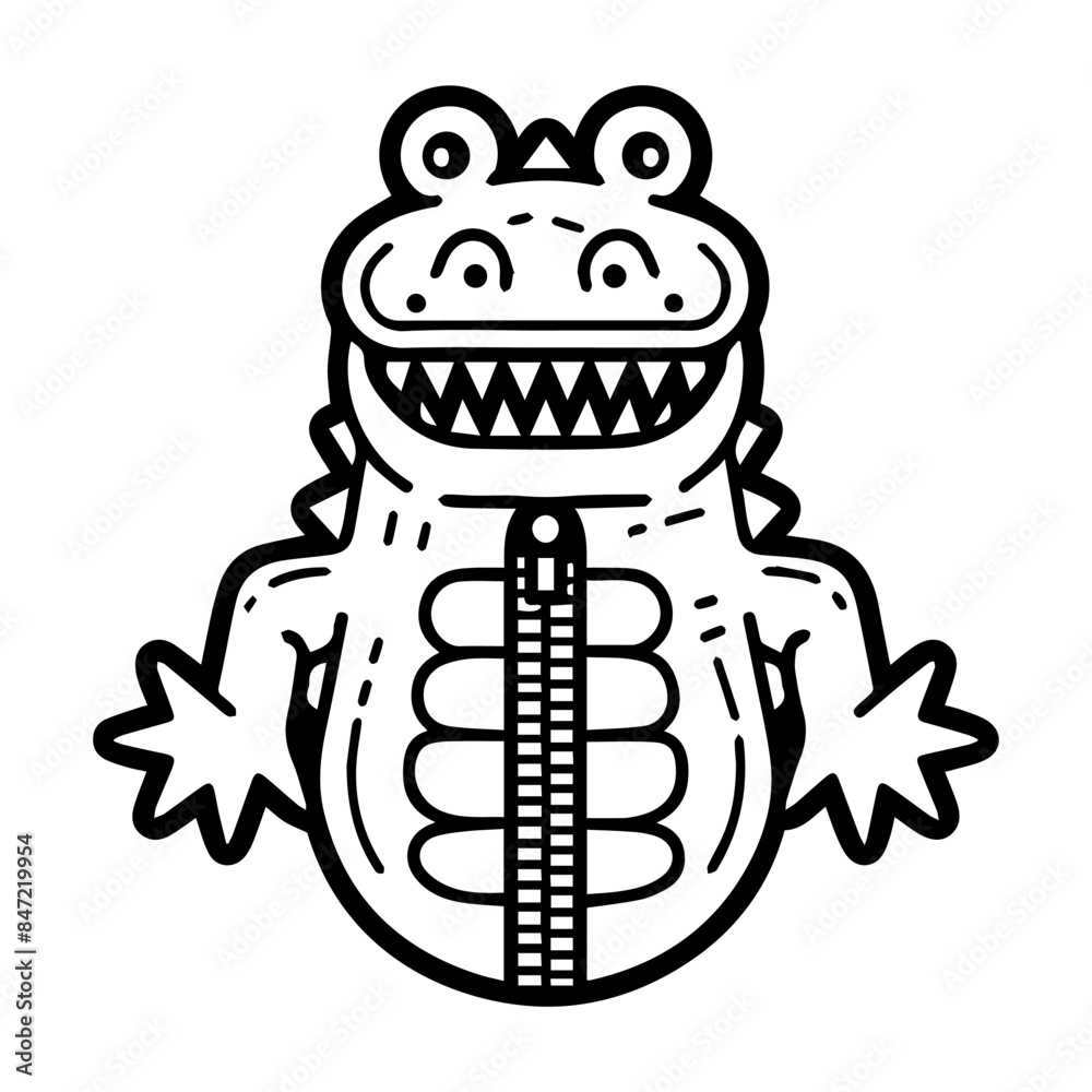 Croc Zipper logo or modern line icon. Vector line art and icon design with bold outline. Black and white Pixel Perfect minimalistic symbol isolate white background. Creative logotype Croc Zipper logo or modern line icon. Vector line art and icon design with bold outline. Black and white Pixel Perfect minimalistic symbol isolate white background. Creative logotype