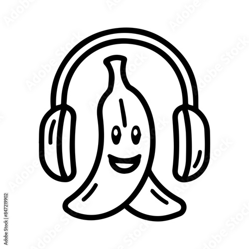 Banana Operator logo or modern line icon. Vector line art and icon design with bold outline. Black and white Pixel Perfect minimalistic symbol isolate white background. Creative logotype