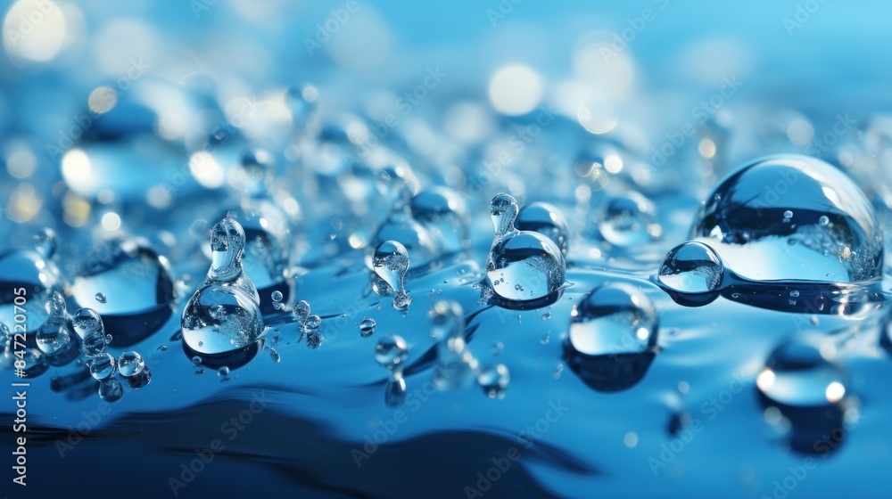 Water drops on blue background
