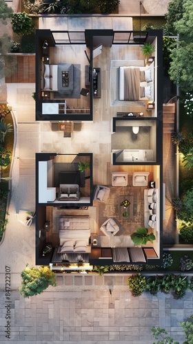 Modern 3D Illustration of a Spacious Townhome in Bangna, Samut Prakan for Real Estate and Architecture Concepts photo