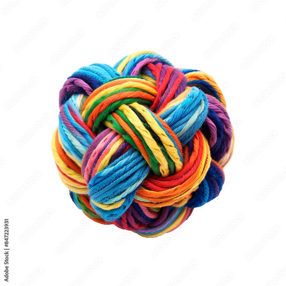 Ball pet toy made of colorful spiral rope. Isolated on transparent background. Ball pet toy made of colorful spiral rope. Isolated on transparent background.