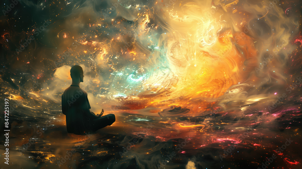 Universe cosmos meditation background chakras prana the mind of god and spirituality, generative ai Universe cosmos meditation background chakras prana the mind of god and spirituality, generative ai