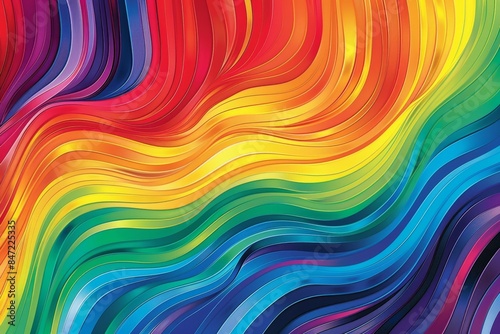 1970s hippie retro rainbow wavy line design abstract vector pattern for textile and clothing