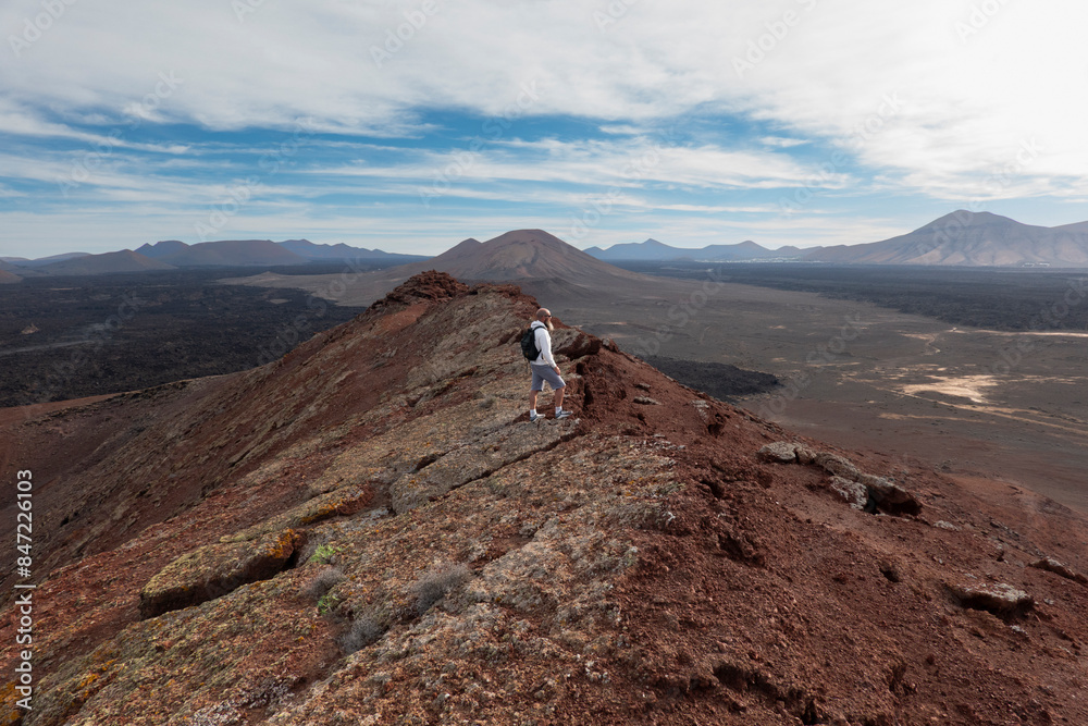 man enjoying and walking in Lanzarote man enjoying and walking in Lanzarote