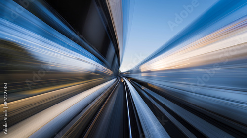 high speed motion blur abstract train tracks perspective