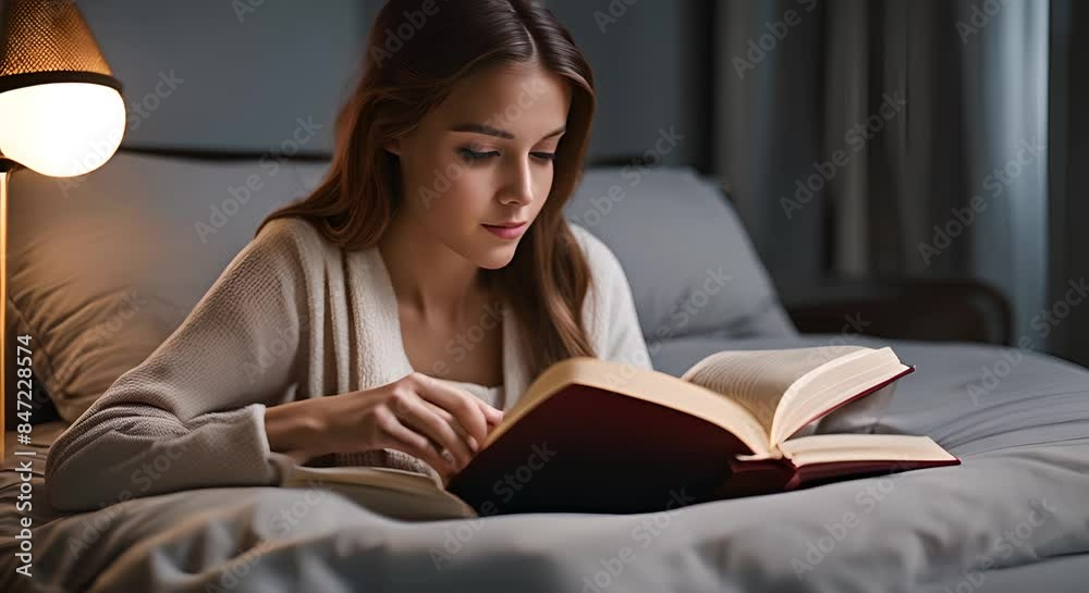 Child reading a book at home. Child reading a book at home.