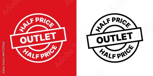 half price outlet set sale red and black stamp