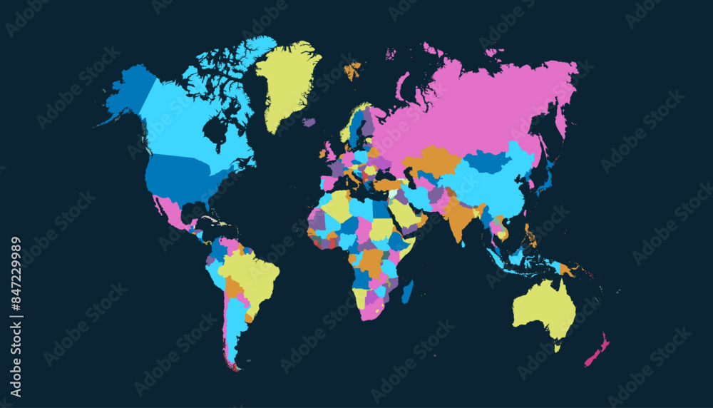 Fototapeta premium World map. Modern color vector map. Silhouette map 
