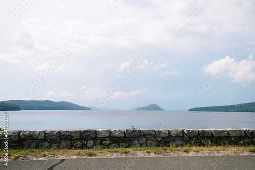 quabbin reservoir in massachusetts with sloping hills in summer
