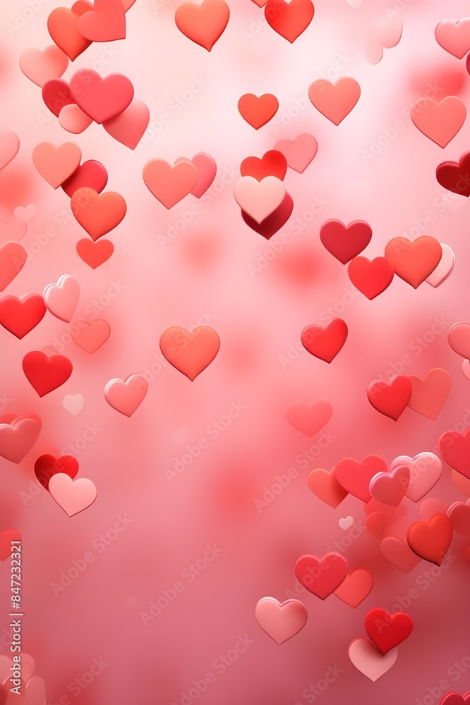 Valentine background with red and pink hearts, Generative AI Valentine background with red and pink hearts, Generative AI