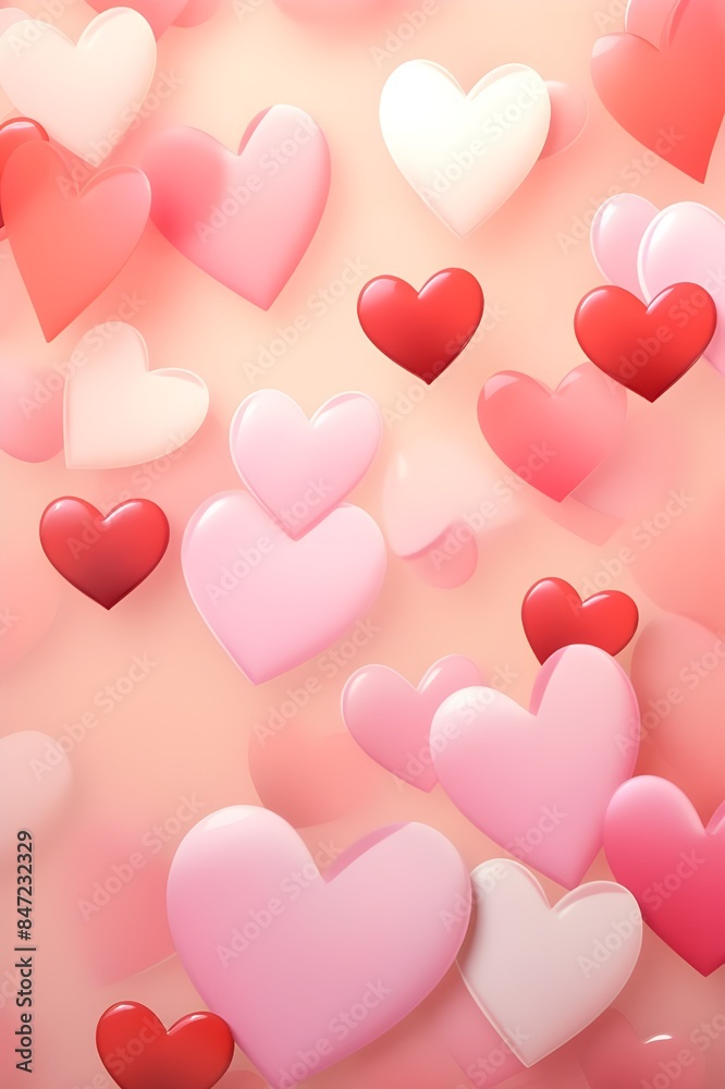 Valentine background with red and pink hearts, Generative AI Valentine background with red and pink hearts, Generative AI