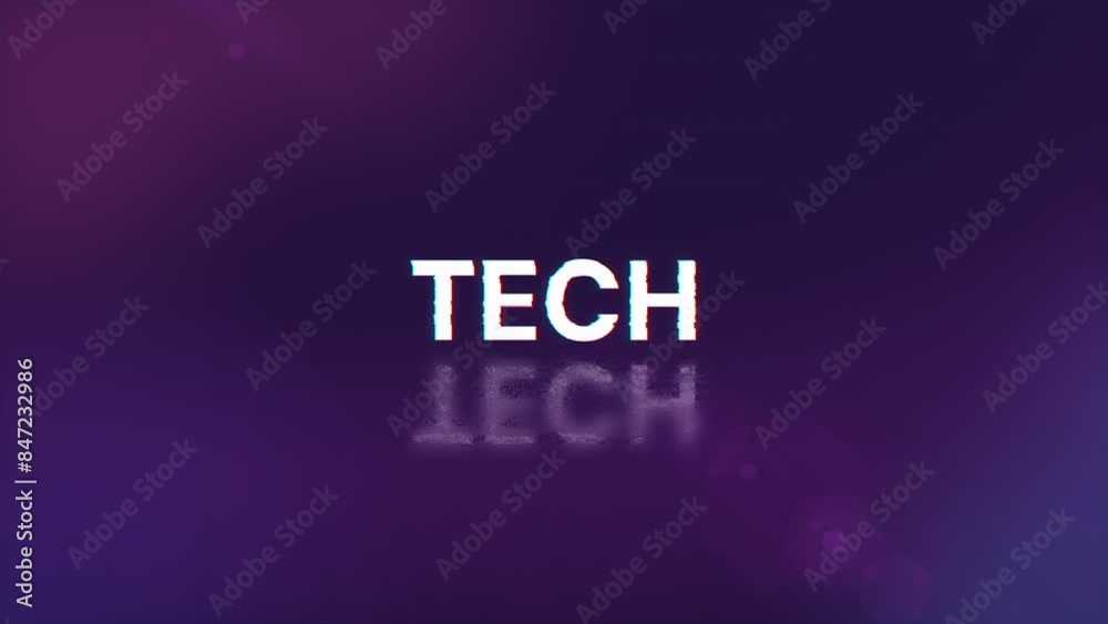 Tech text with screen effects of technological failures. Spectacular screen glitch with various kinds of interference. Looped Tech text with screen effects of technological failures. Spectacular screen glitch with various kinds of interference. Looped