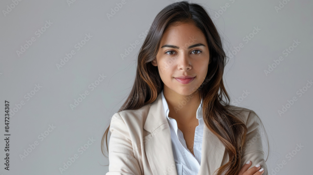 Photo of a beautiful Latino business woman look at camera Photo of a beautiful Latino business woman look at camera