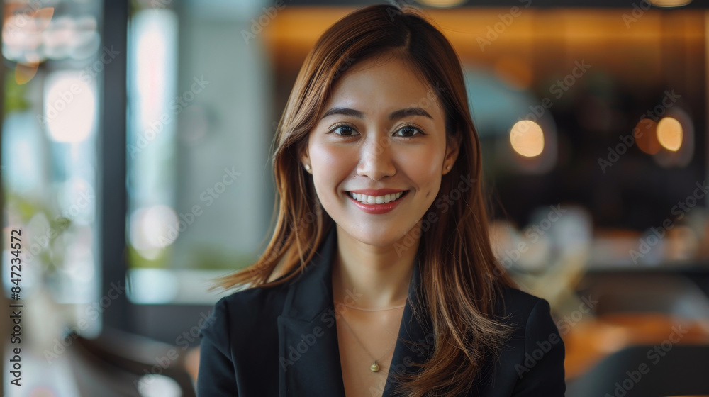 A beautiful 35s Asia bsuinesswoman smile in the office