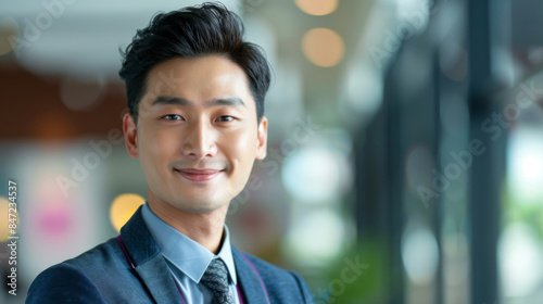 A handsome Asia businessman smile in the office