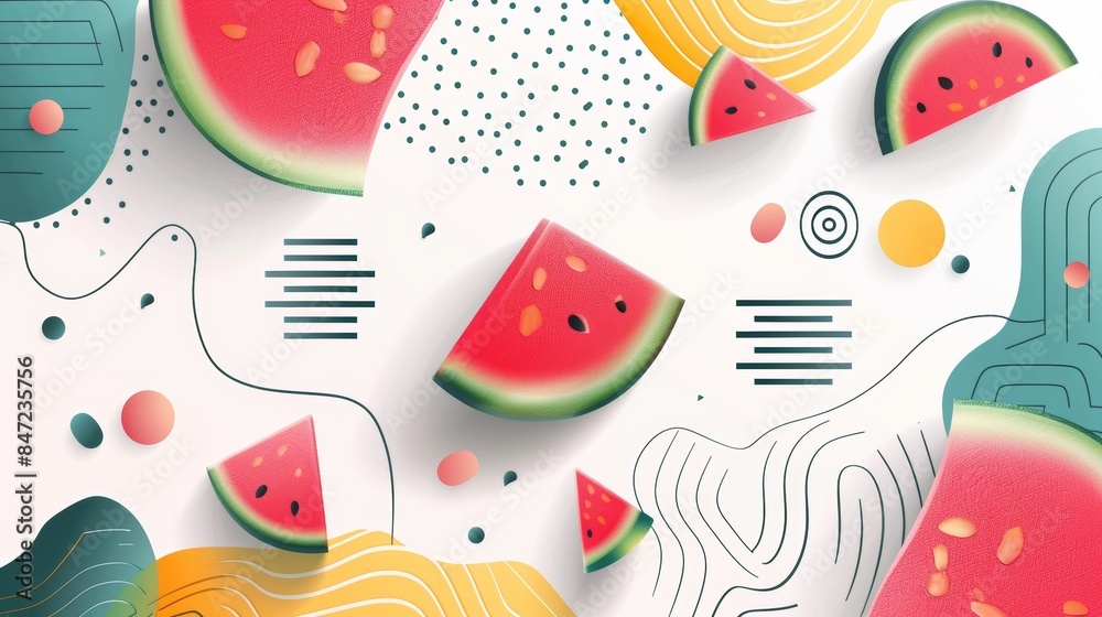 Vibrant abstract watermelon pattern for a refreshing and unique background design, wide banner Vibrant abstract watermelon pattern for a refreshing and unique background design, wide banner