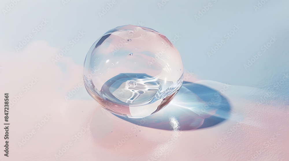 Crystal clear water bubble on a delicate surface. Crystal clear water bubble on a delicate surface.