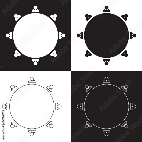 Table Seating Arrangement Icons for an Event - Clipart Outline. isolated on white and black background. Vector illustration .