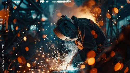 worker is weldng metal in industry, © ปฏิภาน ผดุงรัตน์