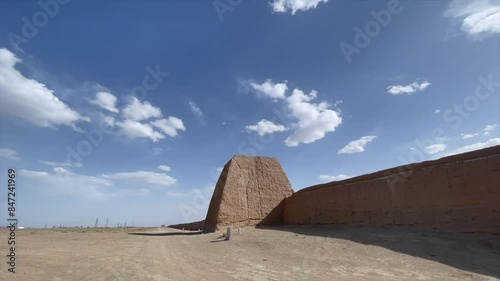 Western terminus of the Ming Dynasty Wall at the Great Wall of China in Jiayuguan, Gansu, China photo