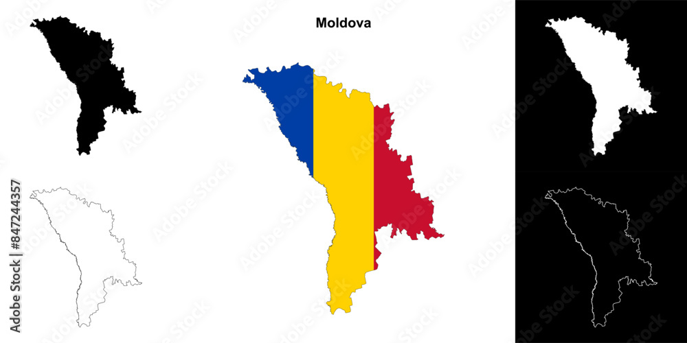 Obraz premium Moldova blank outline map set