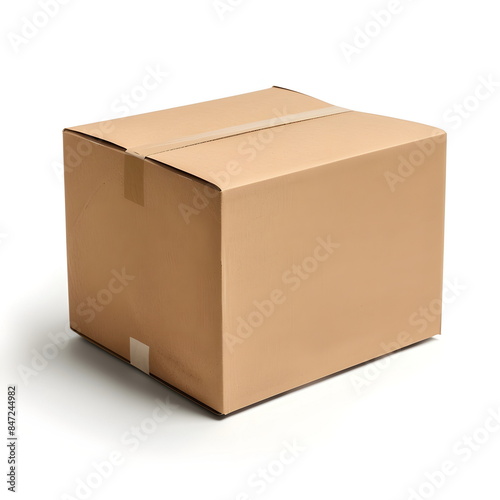 Cardboard Box Sealed Shipping Packaging Storage Isolated White Background © dobok