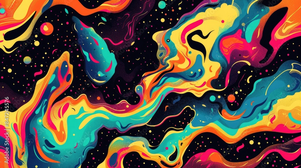Music festival poster showcasing a psychedelic design with swirling colors and patterns