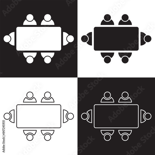 Table Seating Arrangement Icons for an Event - Clipart Outline. isolated on white and black background. Vector illustration .