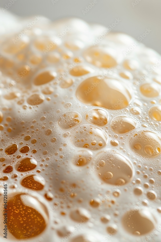 Close-up of frothy beer bubbles, showcasing the texture and golden color, perfect for beverage and brewing themed projects. Close-up of frothy beer bubbles, showcasing the texture and golden color, perfect for beverage and brewing themed projects.