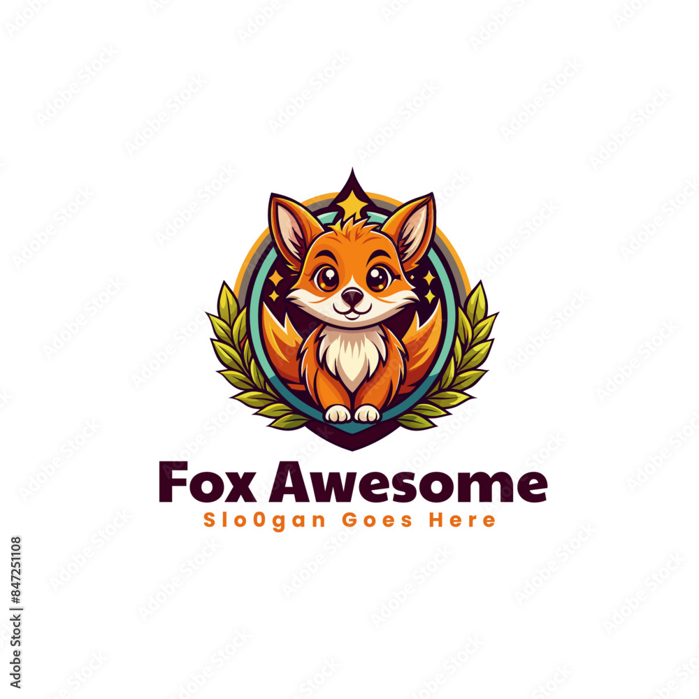 Vector Logo Illustration Awesome Fox Simple Mascot Style Vector Logo Illustration Awesome Fox Simple Mascot Style