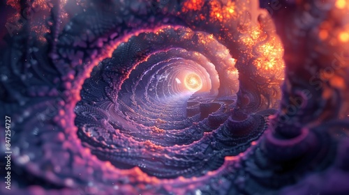 Abstract Cosmic Tunnel with Glowing Light